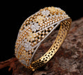 Elegant Gold-Plated Floral Diamond-Cut Bangle – Premium Bridal & Festive Jewelry for Women
