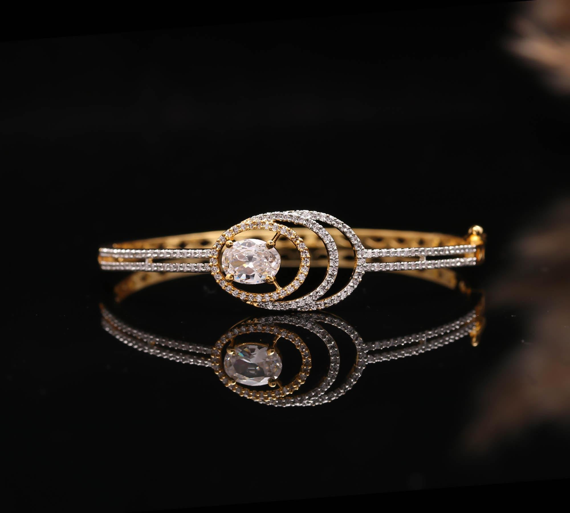 Gold & Diamond Bangle for Women | Designer CZ Stone Bracelet for Party & Bridal Wear